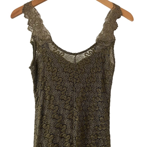 FREE PEOPLE | NWT Foiled Again Olive Lace Bodycon Open Back Boho Mini Dress | S - Picture 8 of 10